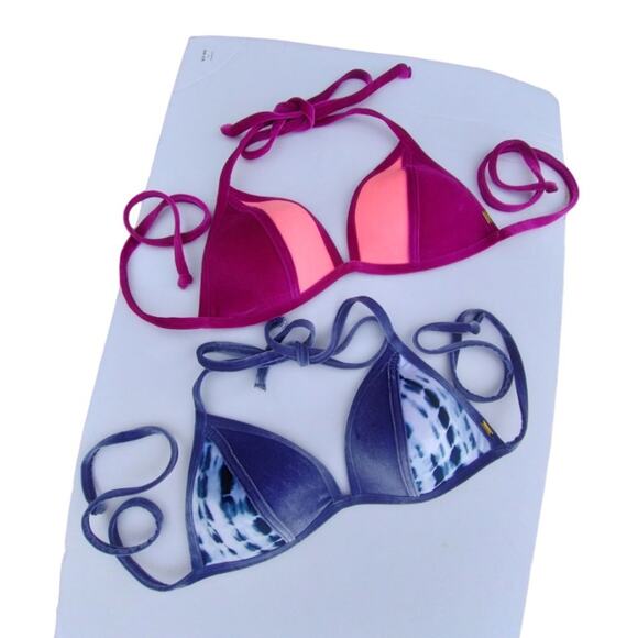 PINK Victoria Secret Velvet Swim Top (2 bras), Color block + Tie Dye Size L - Picture 10 of 11